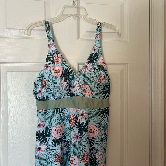 Women's Plus Size 2Pc Tropical Print Summer Tankini Bathing Suit Set 16W - 18W - Picture 8 of 11